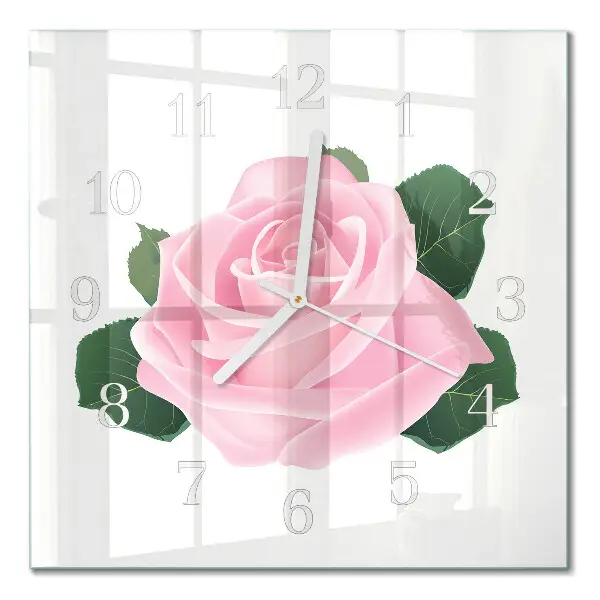Quadratische wanduhr Rose