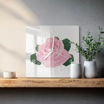 Quadratische wanduhr Rose