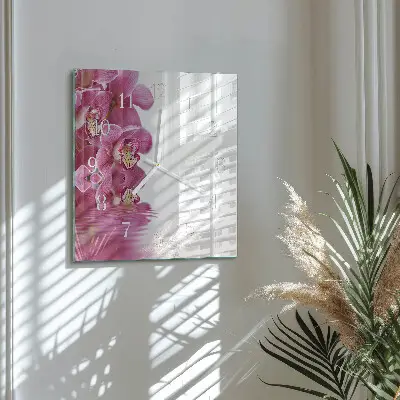 Glasuhr quadratisch Orchidee