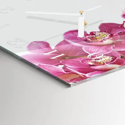 Glasuhr quadratisch Orchidee