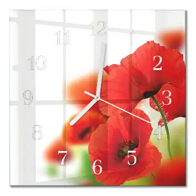 Moderne wanduhr quadratisch Mohnblumen