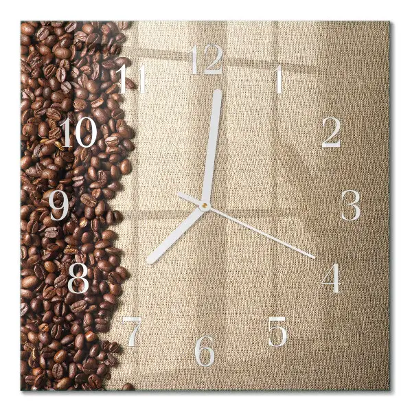 Quadratische wanduhr Kaffeebohnen