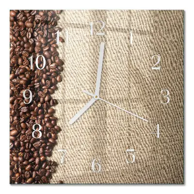 Quadratische wanduhr Kaffeebohnen