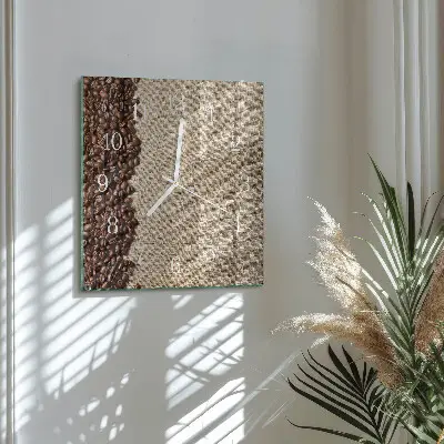 Quadratische wanduhr Kaffeebohnen