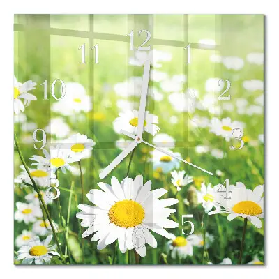 Quadratische wanduhr modern Gänseblümchen