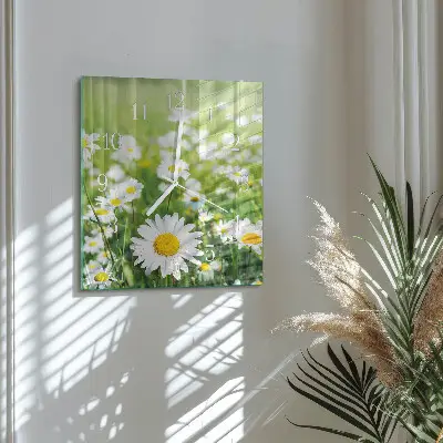 Quadratische wanduhr modern Gänseblümchen