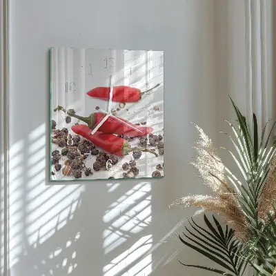 Quadratische wanduhr Chilischoten