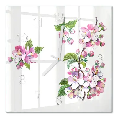 Quadratische wanduhr Blumen
