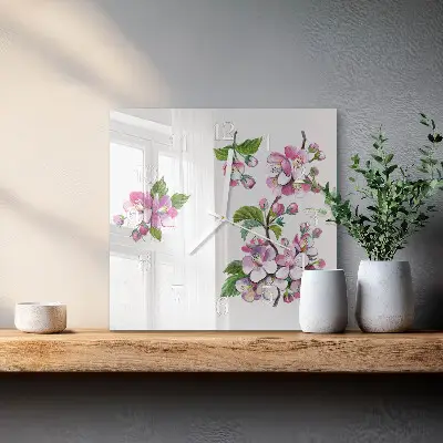 Quadratische wanduhr Blumen