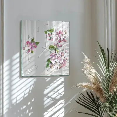 Quadratische wanduhr Blumen
