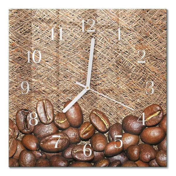 Glasuhr quadratisch Kaffeebohnen