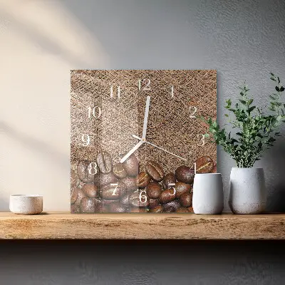 Glasuhr quadratisch Kaffeebohnen