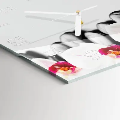 Wanduhr mit motiv quadratisch Steine ​​und Orchideen