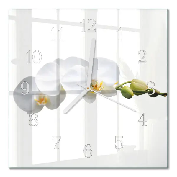 Moderne wanduhr quadratisch Orchidee