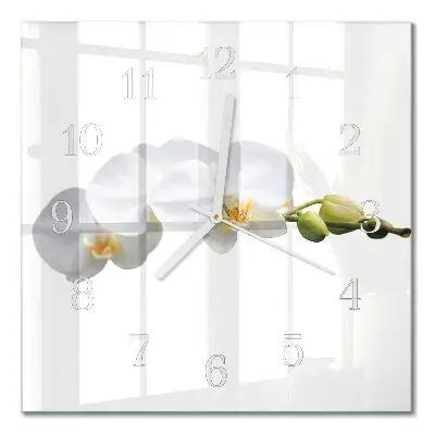 Moderne wanduhr quadratisch Orchidee