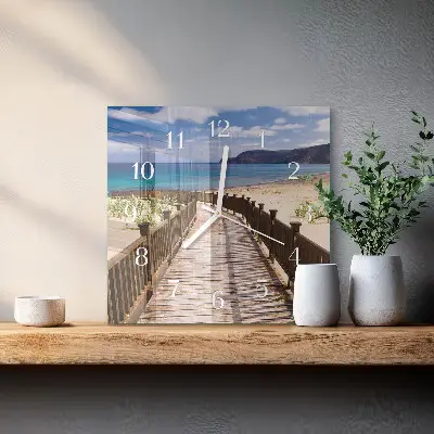 Glasuhr quadratisch Strand Meer