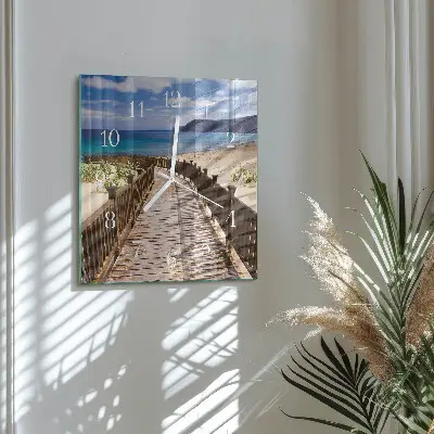 Glasuhr quadratisch Strand Meer