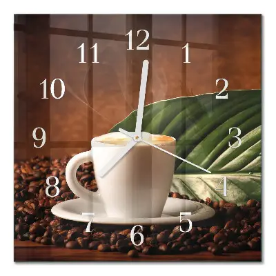 Moderne wanduhr quadratisch Eine Tasse Kaffee