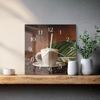 Moderne wanduhr quadratisch Eine Tasse Kaffee