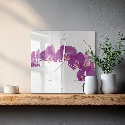 Quadratische wanduhr Orchidee
