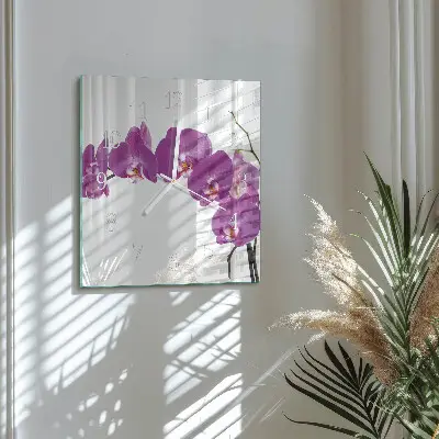 Quadratische wanduhr Orchidee