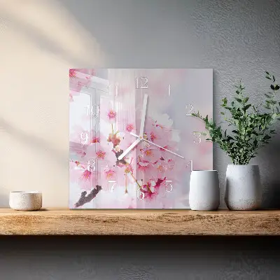 Glasuhr quadratisch Blumen