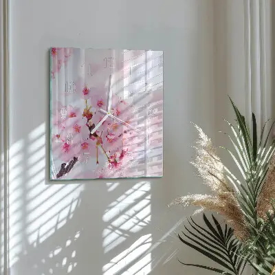 Glasuhr quadratisch Blumen
