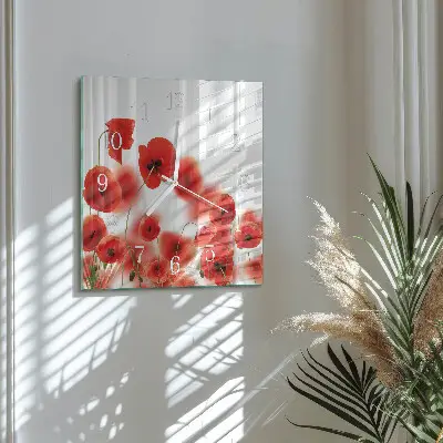 Wanduhr mit motiv quadratisch Mohnblumen
