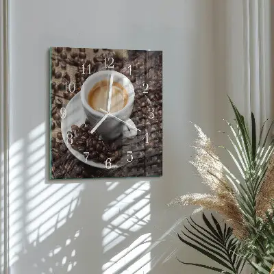 Quadratische wanduhr Eine Tasse Kaffee