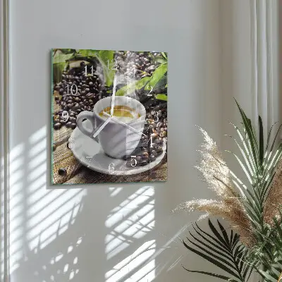 Quadratische wanduhr modern Eine Tasse Kaffee