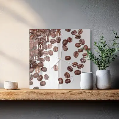 Quadratische wanduhr Kaffeebohnen