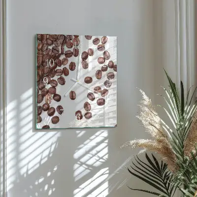 Quadratische wanduhr Kaffeebohnen