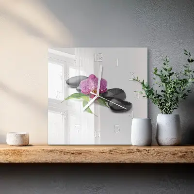 Quadratische wanduhr Orchidee