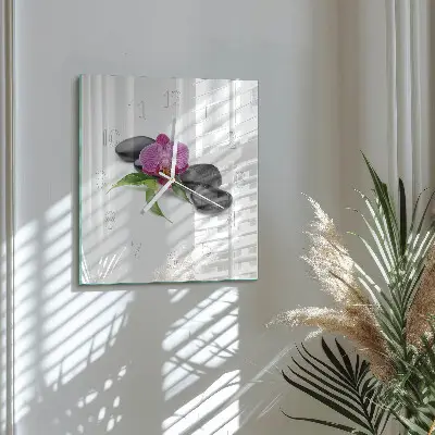 Quadratische wanduhr Orchidee