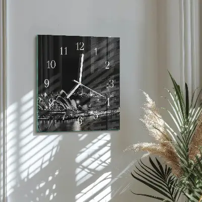 Quadratische wanduhr modern Sydney Horizon
