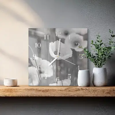 Wanduhr mit motiv quadratisch Mohnblumen