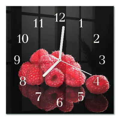 Moderne wanduhr quadratisch Himbeeren