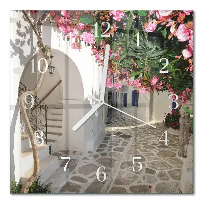Quadratische wanduhr Blumenallee