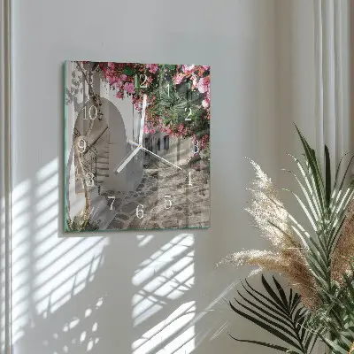 Quadratische wanduhr Blumenallee