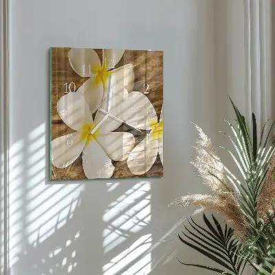 Quadratische wanduhr modern Blumen