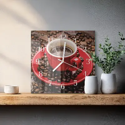 Wanduhr mit motiv quadratisch Eine Tasse Kaffee