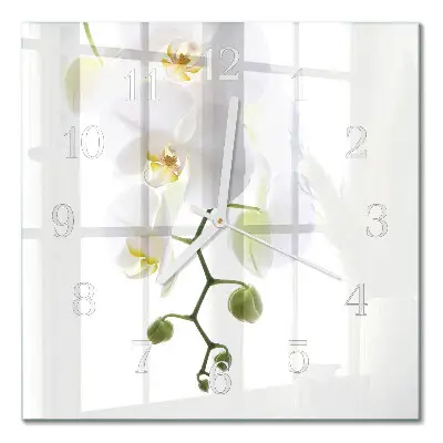 Moderne wanduhr quadratisch Orchidee