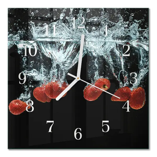 Quadratische wanduhr modern Erdbeeren