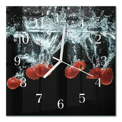Quadratische wanduhr modern Erdbeeren