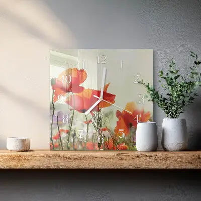 Moderne wanduhr quadratisch Mohnblumen