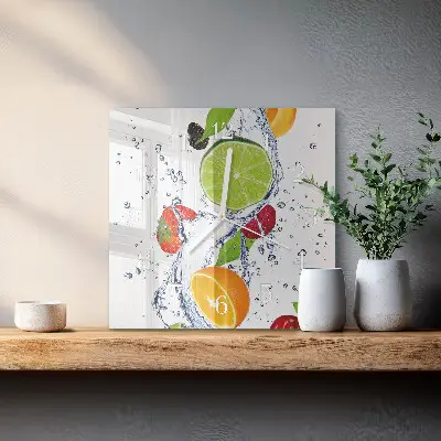 Glasuhr quadratisch Zitronenfrucht