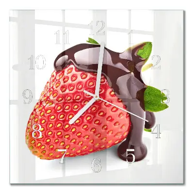 Wanduhr mit motiv quadratisch Erdbeerschokolade