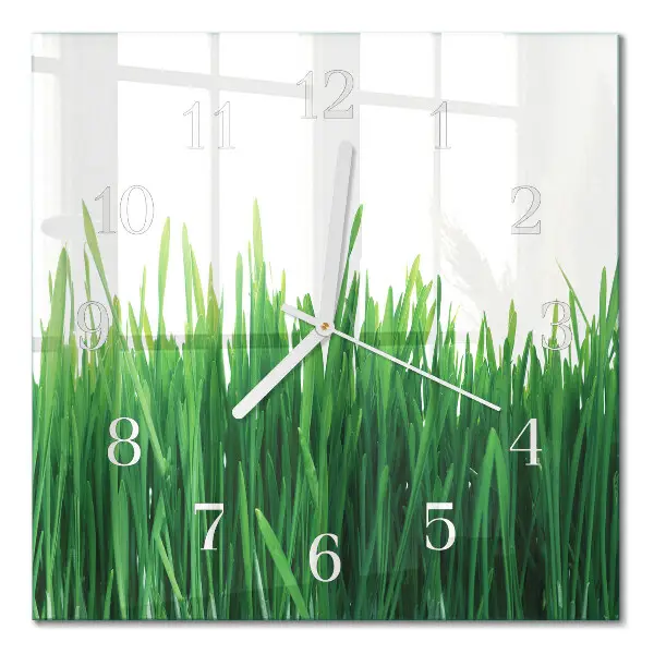 Quadratische wanduhr modern Gras