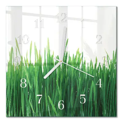 Quadratische wanduhr modern Gras