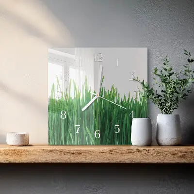 Quadratische wanduhr modern Gras
